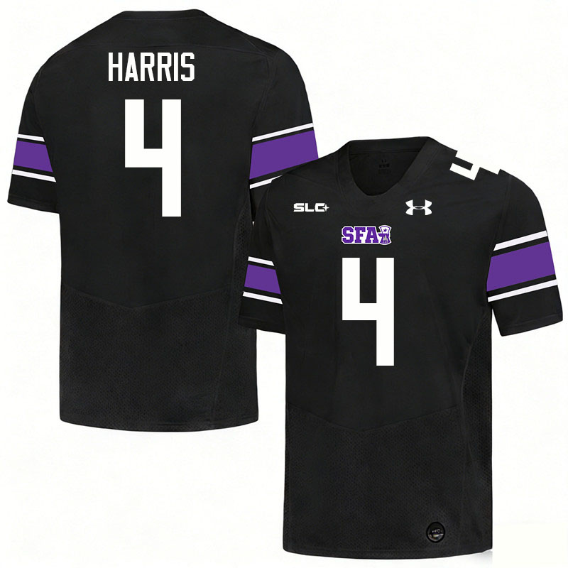 Stephen F. Austin Lumberjacks #4 Kylon Harris College Football Jerseys,Uniforms-Black
